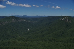 Upstream in the Linville Gorge with Tennessee Mountains in the background
